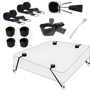 Bondage Set Bed Restraints – Extremely Sturdy BDSM Restraints Set with Bed Restraints, Handcuffs, Whip, Blindfold, Wartenberg Wheel, SM Sex Toy for Couples – Perfect as a Special Sex Toy Gift