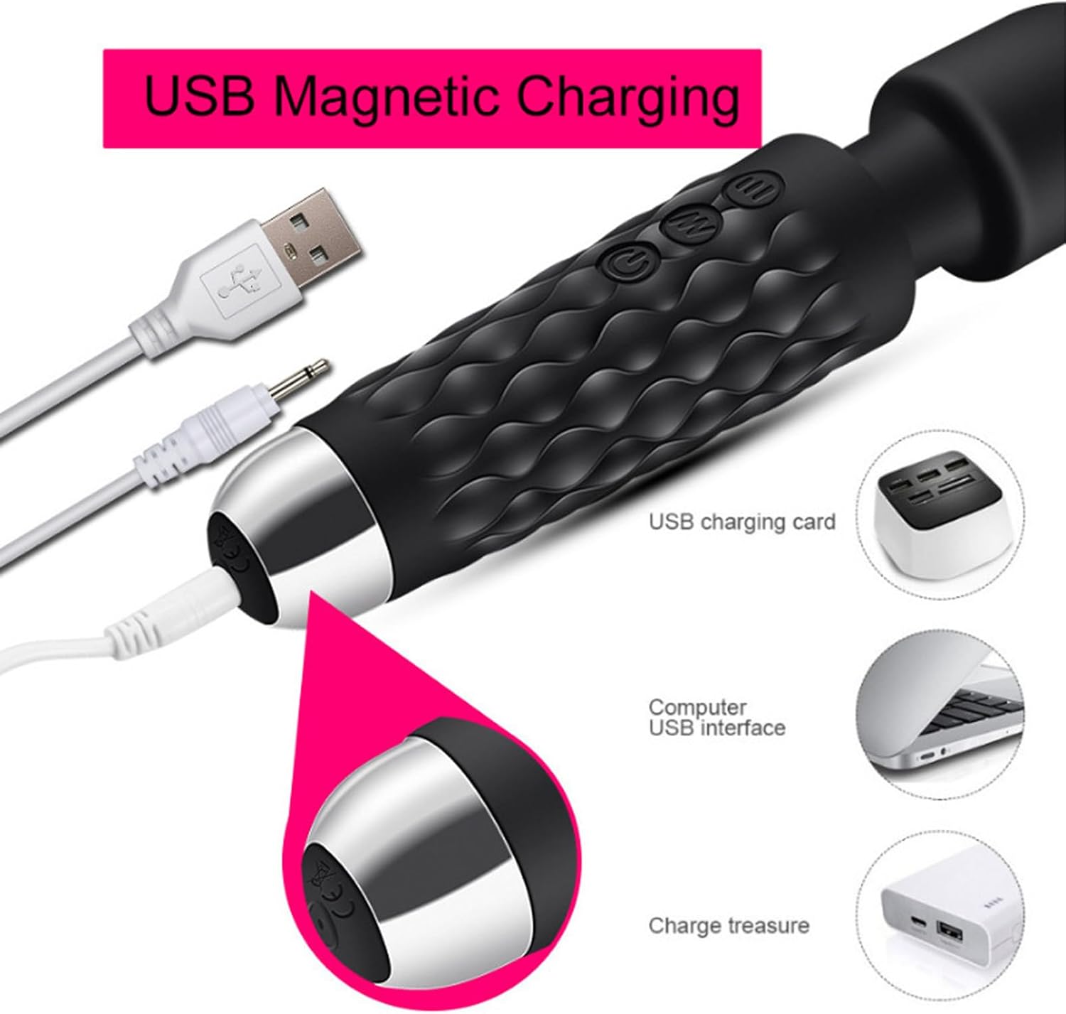 Vibration for Women Vibrator Massage Stick Massager, Electric Handheld Wireless Hand Massager, Soft Silicone Stick Massager with 20 Different Vibrations – Bild 3