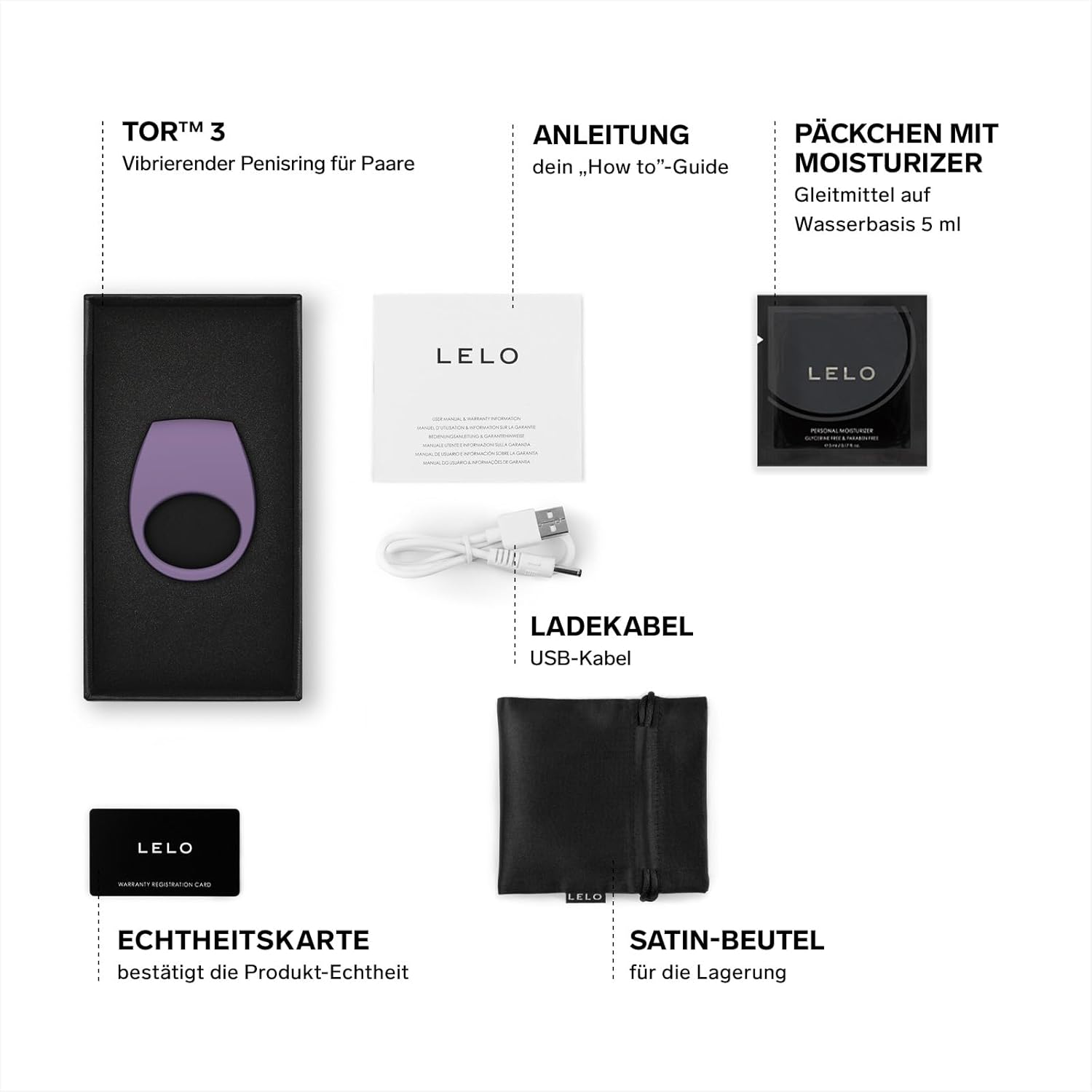 LELO TOR 3 Ring Vibrator Clitoral Stimulator with App Connection Cock Ring Vibrator Ring for Men Cock Ring Violet Dusk – Bild 2