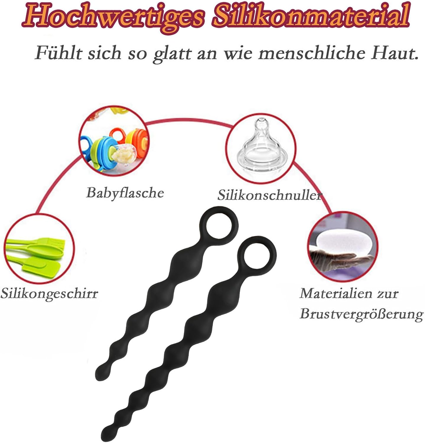 Balls, Plug, for Men, Beads for Women, Plug, for Women, Chain, Ball, Love Balls for Men, Plug, Long Balls for Women, Silicone Plug (Pack of 2) – Bild 4