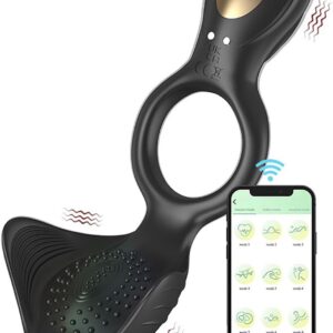 Linman Vibrating Cock Ring Sex Toys 9 Vibration Modes Rings Vibrations Sex Toy that Stimulates Clitoris, Testicles and Simultaneously and Controlled via App Erotic Adult Suplies