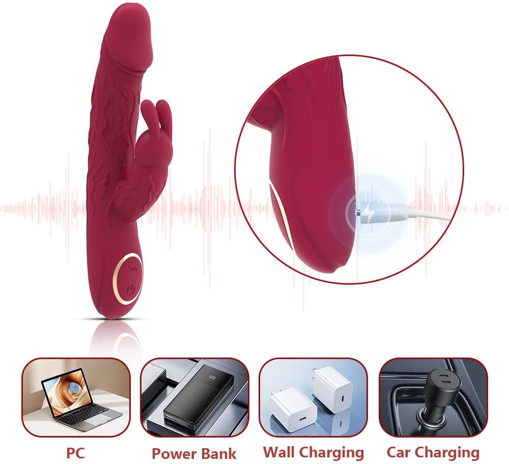 Jinqian Quiet and Strong Dildo Vibrator for Women, G-Spot Vibrators with Clitoral Stimulation for Women, 10 Vibration Modes, Rabbit Vibrator, Erotic Sex Toy for Couples, Extreme Sex – Bild 6