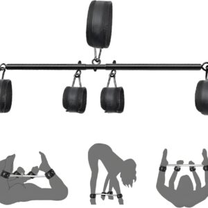Weimob Handcuffs Ankle Restraints Bondage Sets Adjustable Spreader Bar Bondage Sex Toy for Extreme Couples Beginners Adjustable Metal Spreader Bar Black