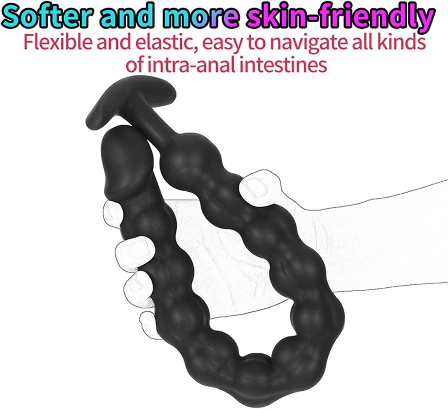 HYSMY Pull Beads with Beads Pull Rings Chain Dildo Neutral Plug Suitable for Couples and Individuals Body Safety Silicone Sex Toy (M) – Bild 7
