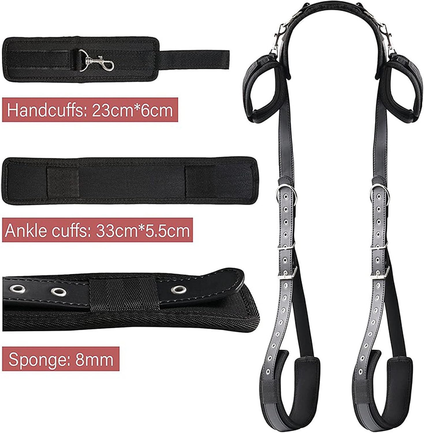 BDSM Sex Bondage Restraints Bondage Set with Handcuffs Ankle Restraints Adjustable Thigh Bandage Ropes and Soft Neck Support Sex Toys for Couples Sex Bondage Set Bondage Set – Bild 2
