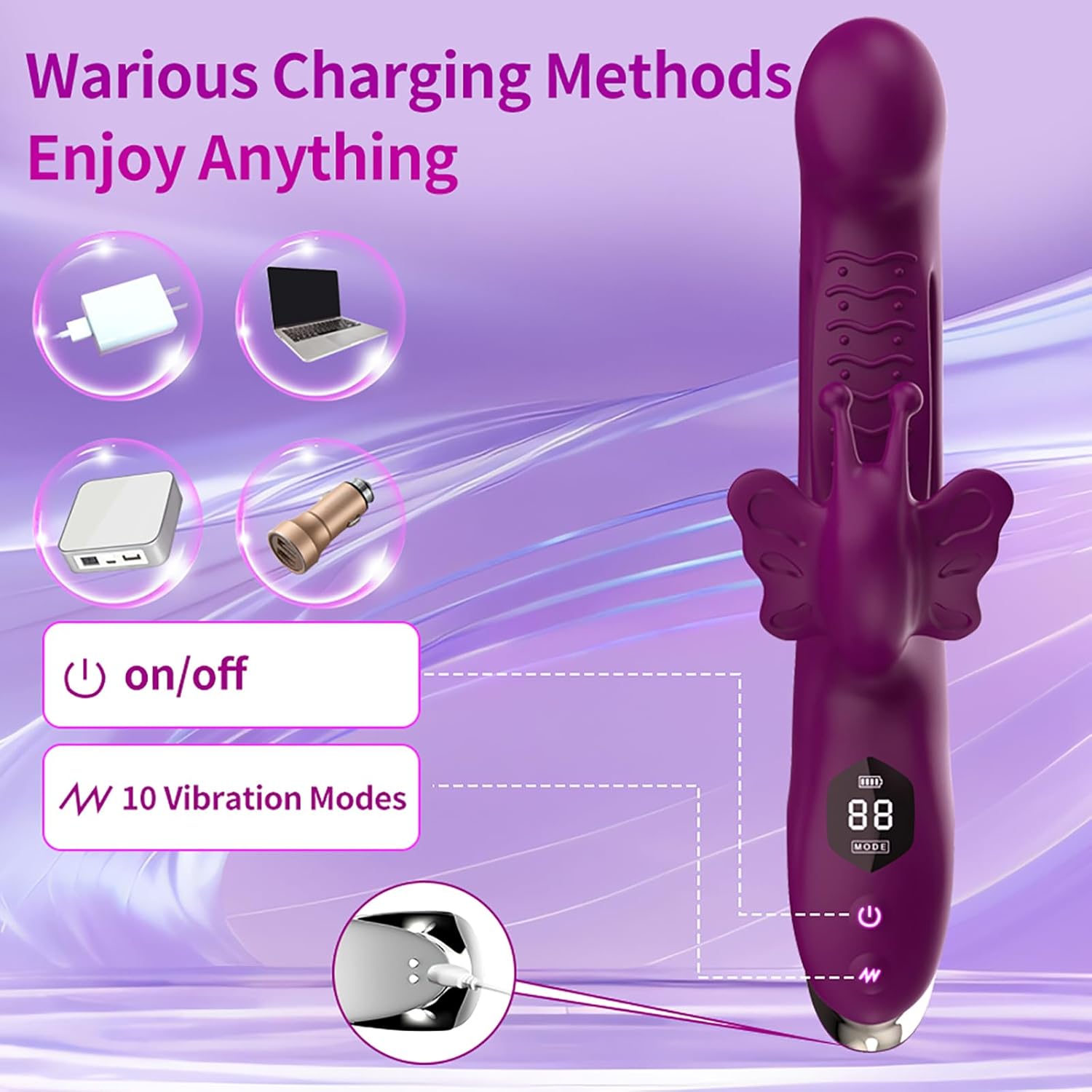 LYAMais Dildo Vibrator Sex Toy for Women Rabbit Vibrator 10 Frequency Vibration 10 Frequency Clitoral Vibration Mode 3 in 1 Dildo Vibrator G-Spot Vibrator for Women Couples Extreme Sex – Bild 6