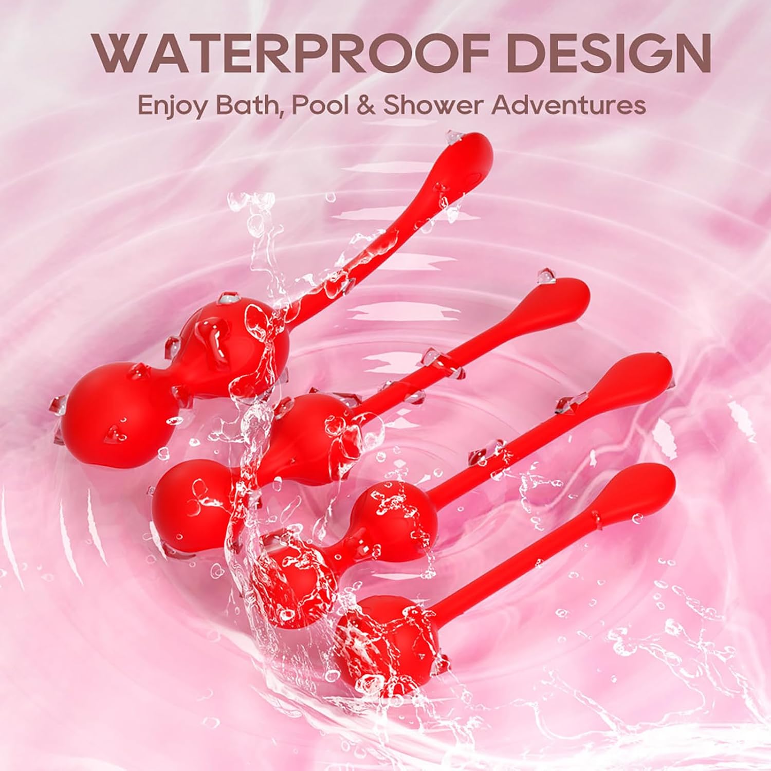 LZYLWC Love Balls with Remote Control for On the Go 4 Sizes Vibro Egg for Women Made of Silicone with 9 Vibration Modes for Pelvic Floor Training and Effective Strengthening of Vaginal Muscles (Red) – Bild 2