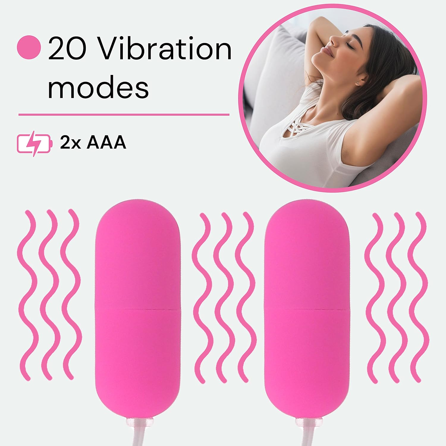 FOPS M14-2 Vibrating Egg with 20 Modes Quiet Mini Vibrator with Cable Control for Women Strong Vibration & Discreet Enjoyment Anywhere Pink Bullet Vibrators & Vibration Eggs Quiet Pink Egg Ball FOPS – Bild 3