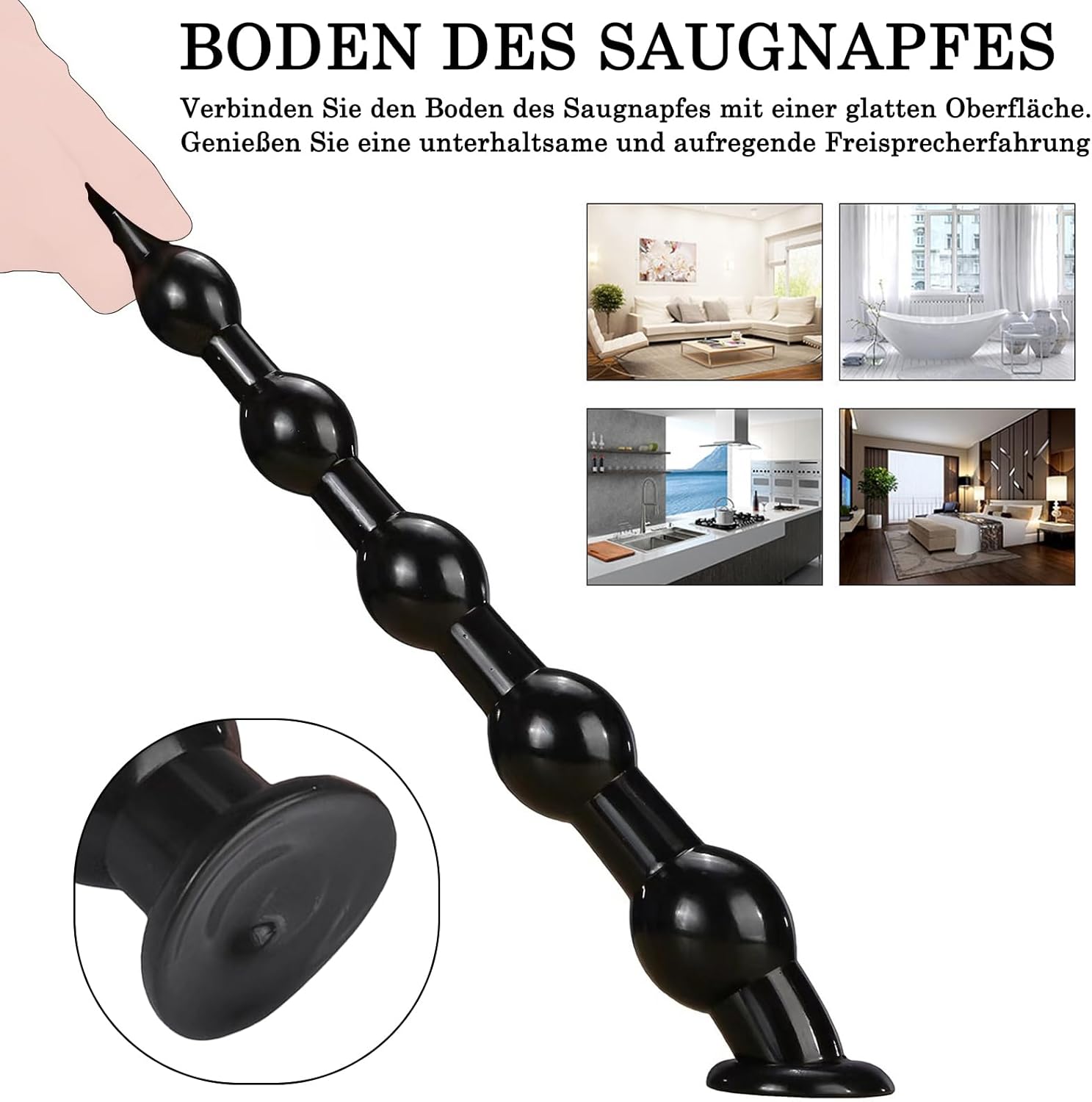 BDSMAGE 45 cm Large Plug, Giant Butt Plug, Dildo, XXL Toys, Stretcher, Bead Dilo Tail, Expander with Suction Cup, Erotic Sex Toy from 18 for Couples, Women, Men (Black) – Bild 4