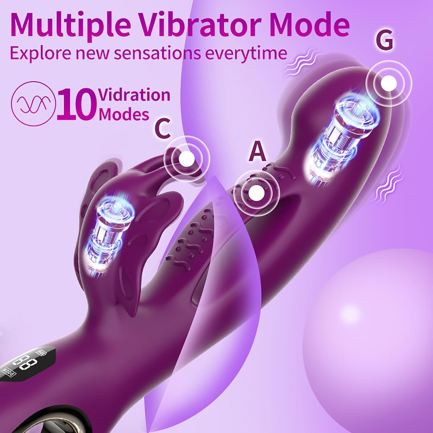 LYAMais Dildo Vibrator Sex Toy for Women Rabbit Vibrator 10 Frequency Vibration 10 Frequency Clitoral Vibration Mode 3 in 1 Dildo Vibrator G-Spot Vibrator for Women Couples Extreme Sex – Bild 3