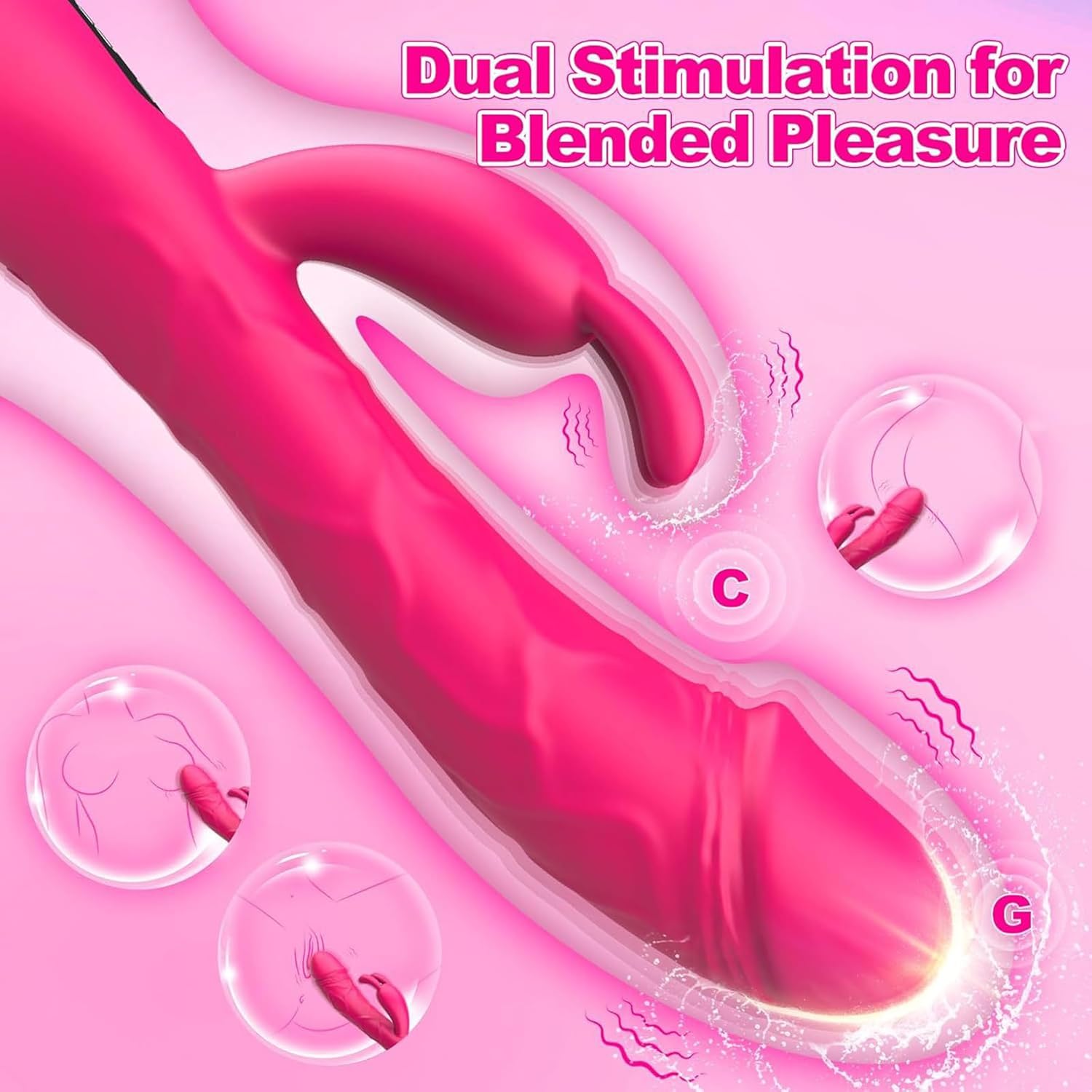 LYAMais Rabbit Vibrators Clitoral G-Spot Dildo Vibrator 2 in 1 Dildo Vibrator with 9 Frequency Vibration and 9 Frequency Clitoral Stimulation Modes, Quiet Sex Toy for Women and Couples – Bild 6