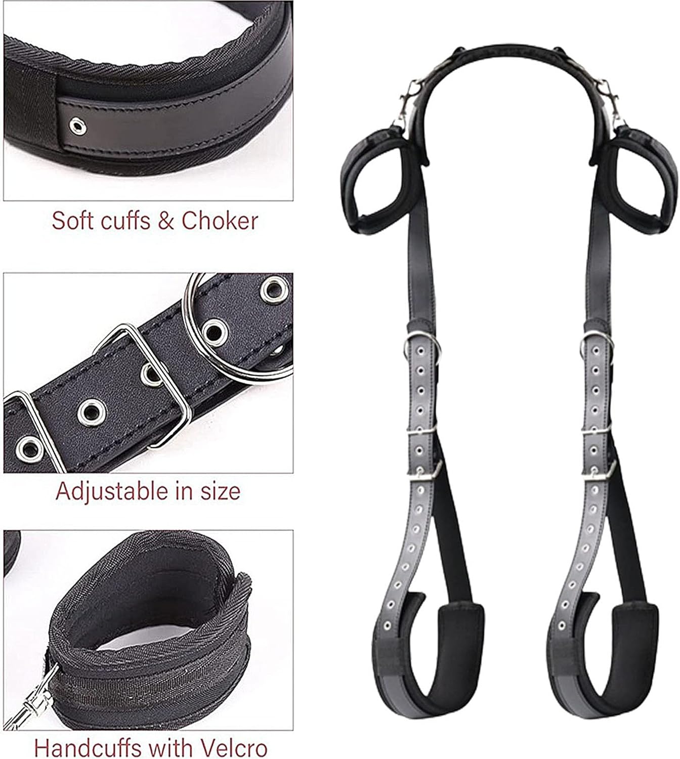 BDSM Sex Bondage Restraints Bondage Set with Handcuffs Ankle Restraints Adjustable Thigh Bandage Ropes and Soft Neck Support Sex Toys for Couples Sex Bondage Set Bondage Set – Bild 4