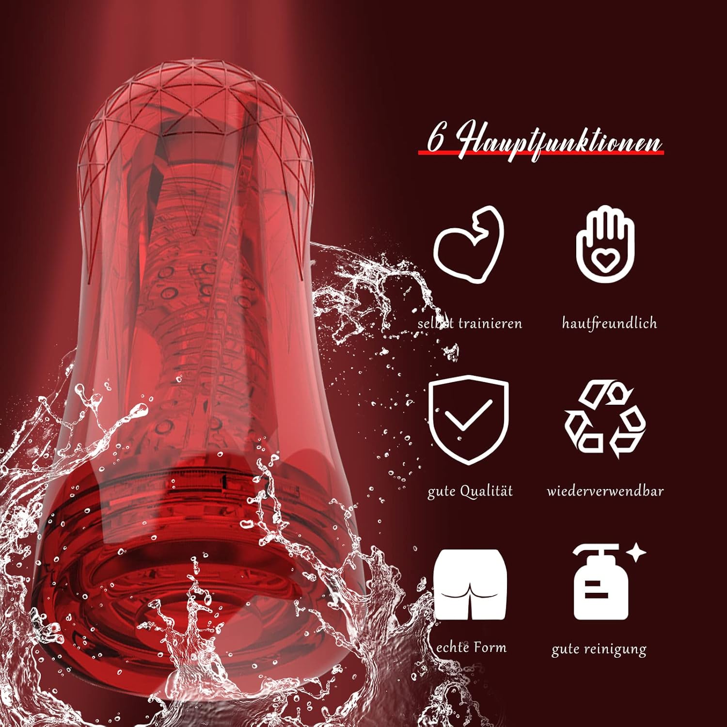 Masturbating for Men Masturbator Cup, Crystal Masturbators Pocket Pussy Realistic Large with 3D Red Protective Case, Sex Toy for Men, Training Device, Reduce Sensitivity (A) – Bild 4