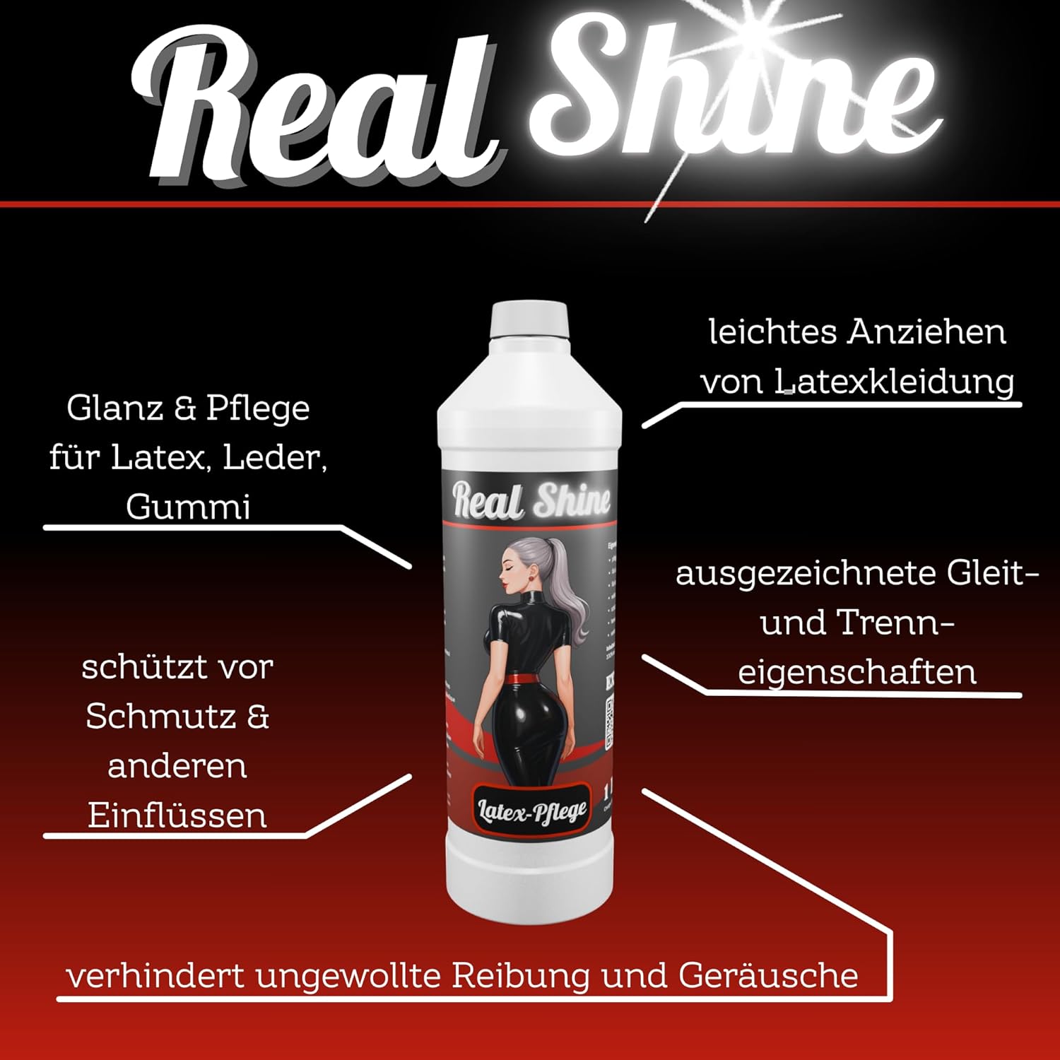Optimal Products Latexpflege REALSHINE Silikonöl Kanister I dermatologisch getestetes Öl für Latex I professionelle Gummipflege & ergiebige Anziehhilfe I geruchslose Latexpflege für Hochglanz-Optik – Bild 5
