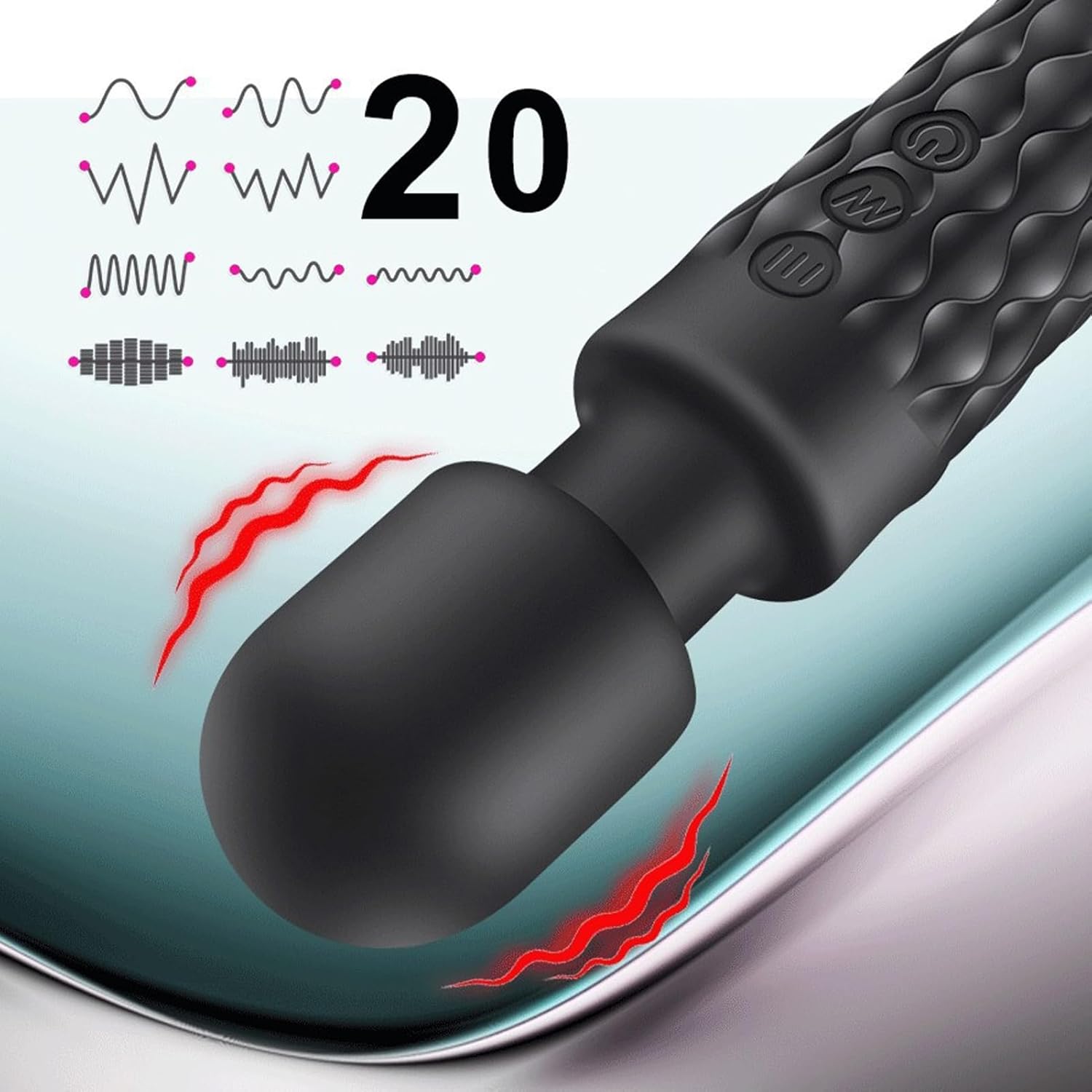 Vibration for Women Vibrator Massage Stick Massager, Electric Handheld Wireless Hand Massager, Soft Silicone Stick Massager with 20 Different Vibrations – Bild 4