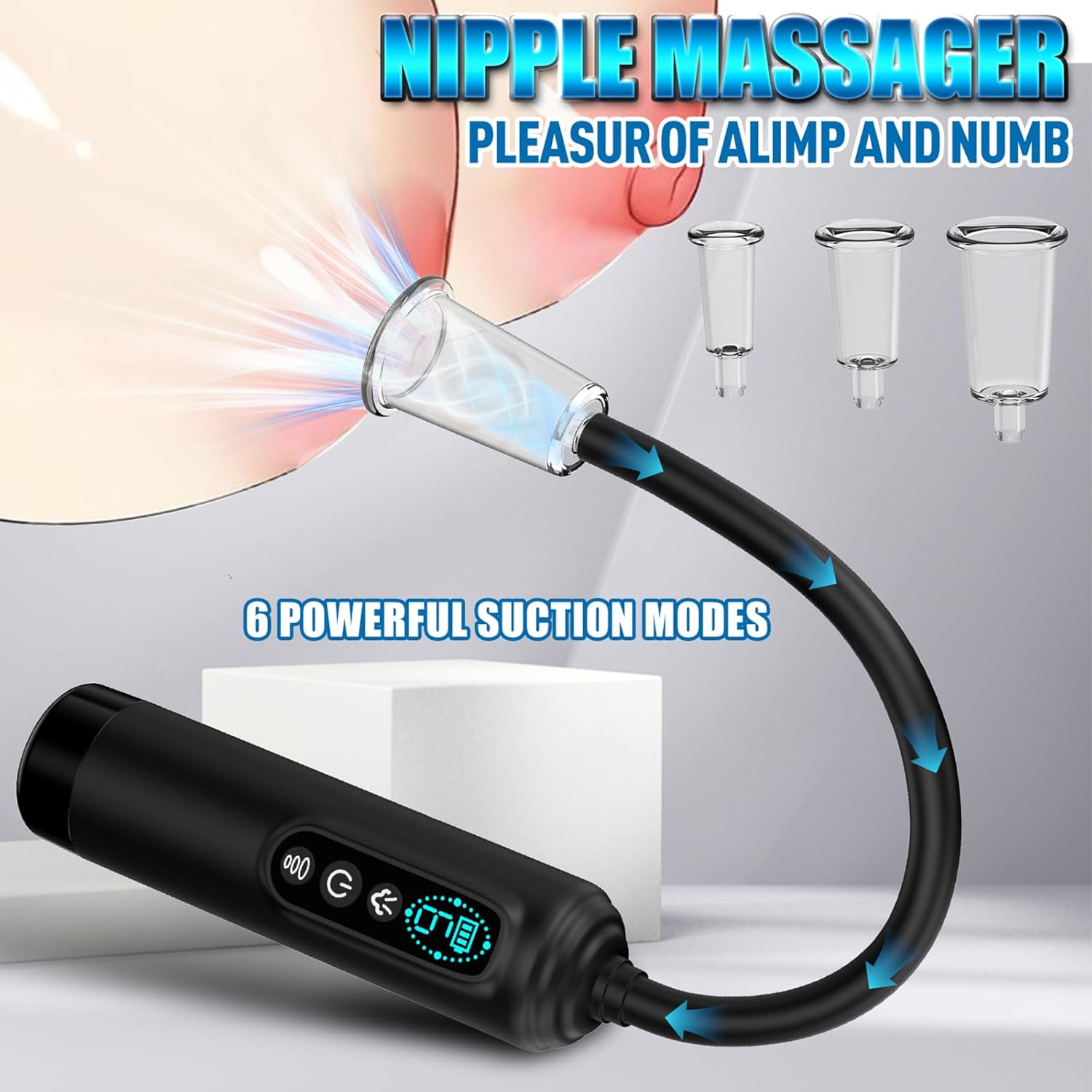 Electric Vacuum Pump for Women with 6 Suction Modes and LCD Display Pussy Pump with Nipple Suction and Clitoris Teat Sex Toy for Women Solo Vagina Stimulator as Sex Toy for Couples LZYLWC – Bild 4