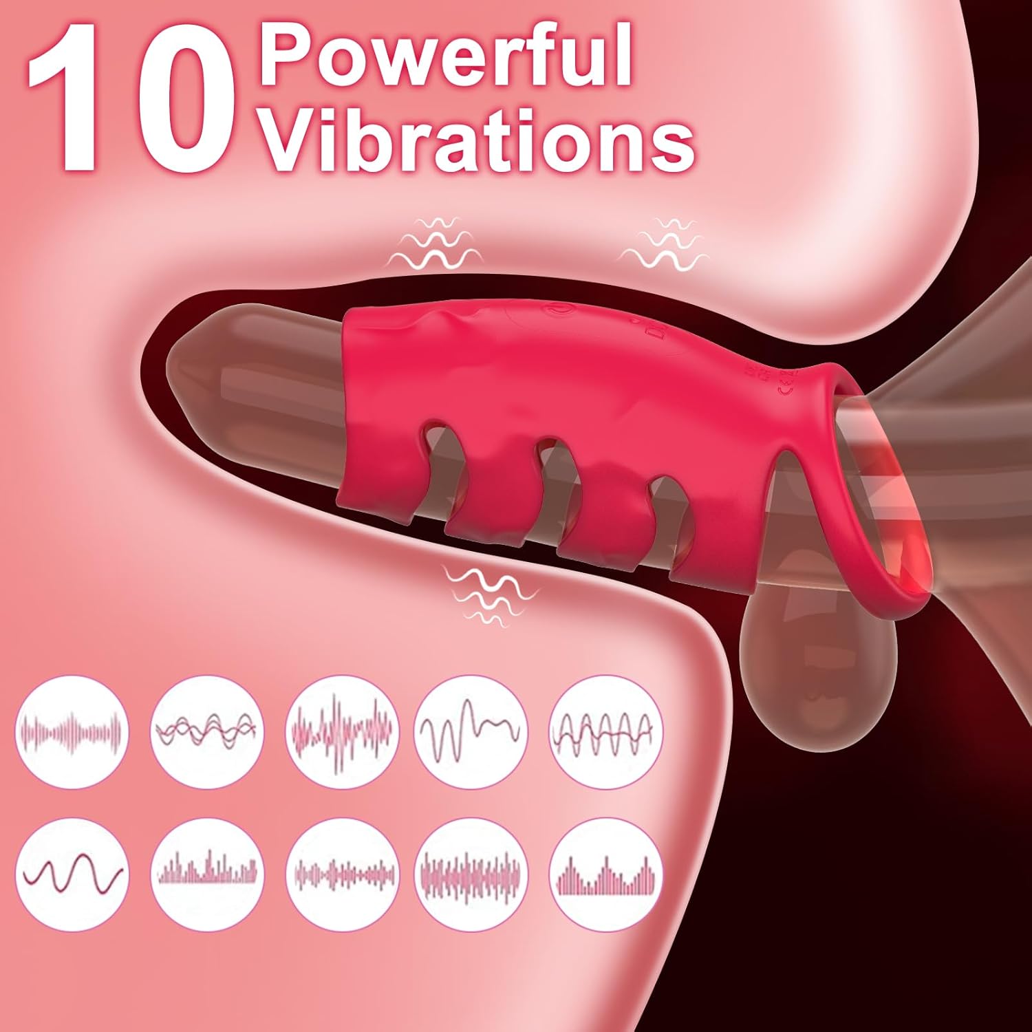 Ring Sex Toy for Couples Men, Ring Erotic Sex Toy for G-Spot, Sleeve Cock Ring Erotic Sex Toy for Clitoris, 10 Vibration Modes Dual Rings Sex Toys – Bild 2