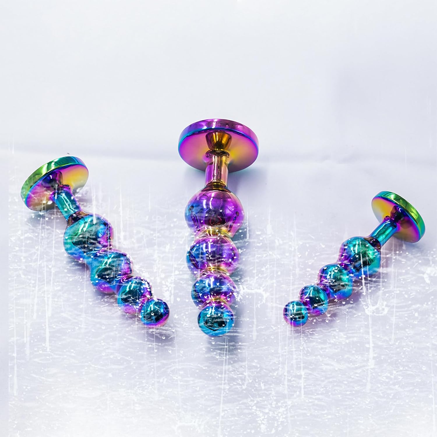 Metal Plug Set Adult Butt Chain Sex Toy Small Medium Large Beginner Advancer Crystal Jewellery Design for Men Prostate Massager Women Dildo (M) – Bild 5