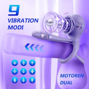 Ring Sex Toy for Men, Cock Ring, Erotic Sex Toy for Clitoris, 9 Vibration Modes, Dual Rings, Massager with App