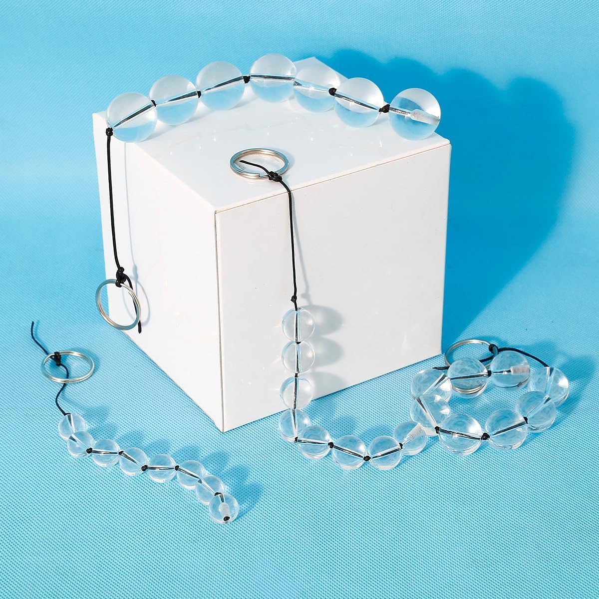 Glass Beads, Crystal Butt Plug, 8 Training Beads, Chain, Sex Toy for Men, Prostate Massager, Transparent Beads, Vagina, Plug, Adults, Erotic Toy for Couples - M – Bild 5