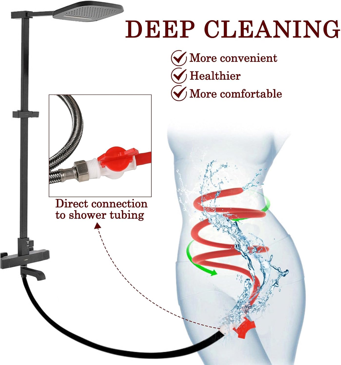 200 cm Shower Butt Plug Red, Enema for Intestinal Cleansing (with Valve Prevents Backflow), Enema Plug, Enema Plug Dildo, Shower Woman, Shower Men, Shower, Sex Toy Both – Bild 5