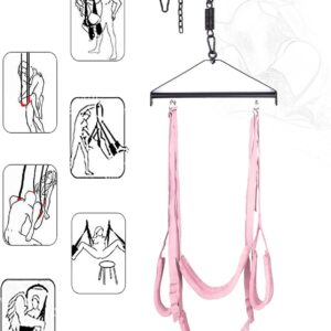 BAKRAS BAOMAZ4 BDSM Sex Toy Sex Love Swing Swings for Blanket Love Swing Sex Swing Comfortable with Headrest Sex Toy Extreme Sex Sling Swing with Padding SM Bondage for Couples (Pink)