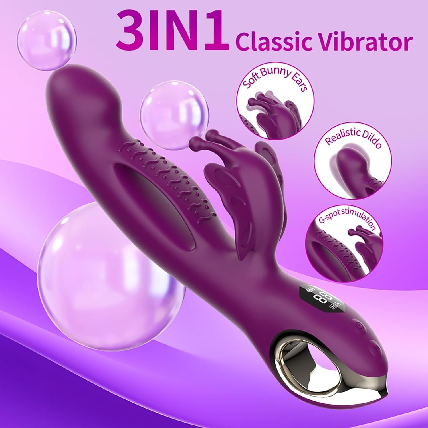 LYAMais Dildo Vibrator Sex Toy for Women Rabbit Vibrator 10 Frequency Vibration 10 Frequency Clitoral Vibration Mode 3 in 1 Dildo Vibrator G-Spot Vibrator for Women Couples Extreme Sex – Bild 4
