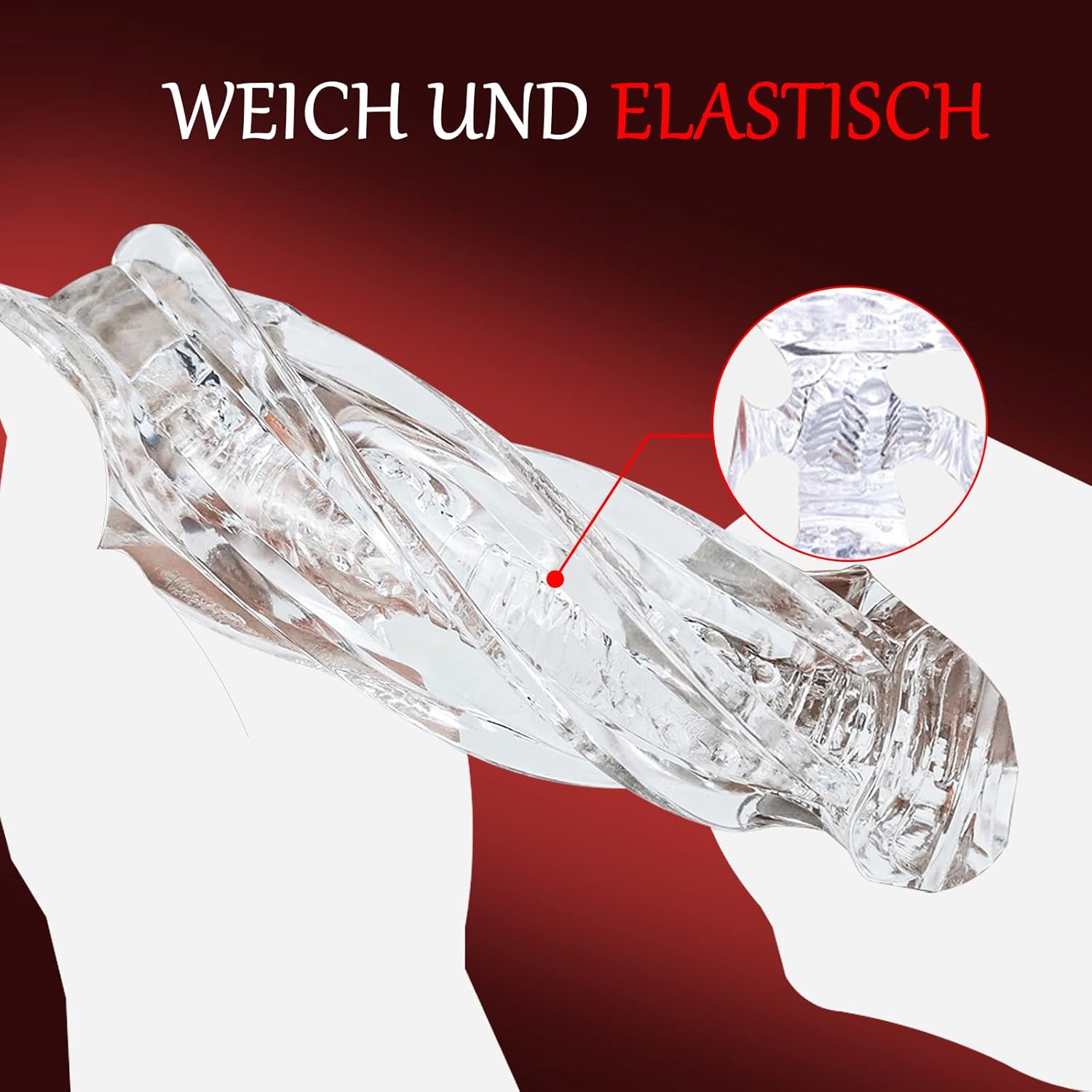 Masturbating for Men Masturbator Cup, Crystal Masturbators Pocket Pussy Realistic Large with 3D Red Protective Case, Sex Toy for Men, Training Device, Reduce Sensitivity (A) – Bild 3