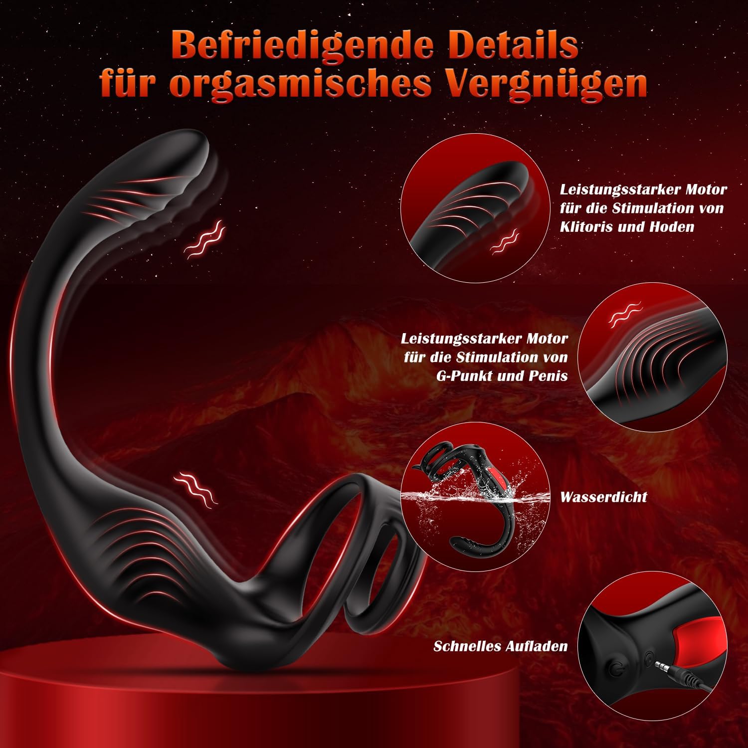 Ring Sex Toy for Men, 11 Vibration Modes, Ring, Erotic Sex Toy for Couples, Extreme Sex, Cock Ring, Erotic Sex Toy for Clitoris, Dual Rings Massager – Bild 6