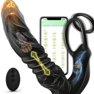 LYAMais Vibrators Plug 9 Vibration Telescopic Modes App Controlled Remote Control Dildo Sex Toy Prostate Vibrator Stimulator Ring Stimulation for Men Sex Toy