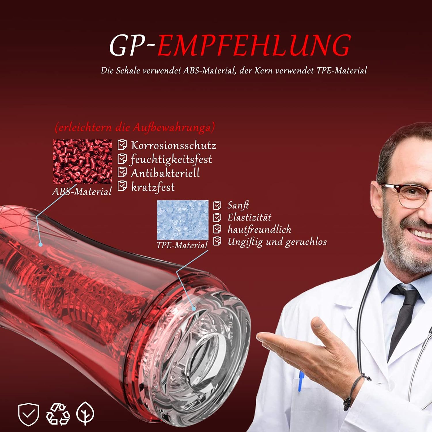 Masturbating for Men Masturbator Cup, Crystal Masturbators Pocket Pussy Realistic Large with 3D Red Protective Case, Sex Toy for Men, Training Device, Reduce Sensitivity (A) – Bild 2