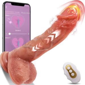 Realistischer Dildo mit Stoßfunktion APP Fernbedinung 10 Vibrations Modes, Dildoschwanz Sexspielzeug Vibrator für Frauen und Männer XXL Anal Dildos mit Saugnapf