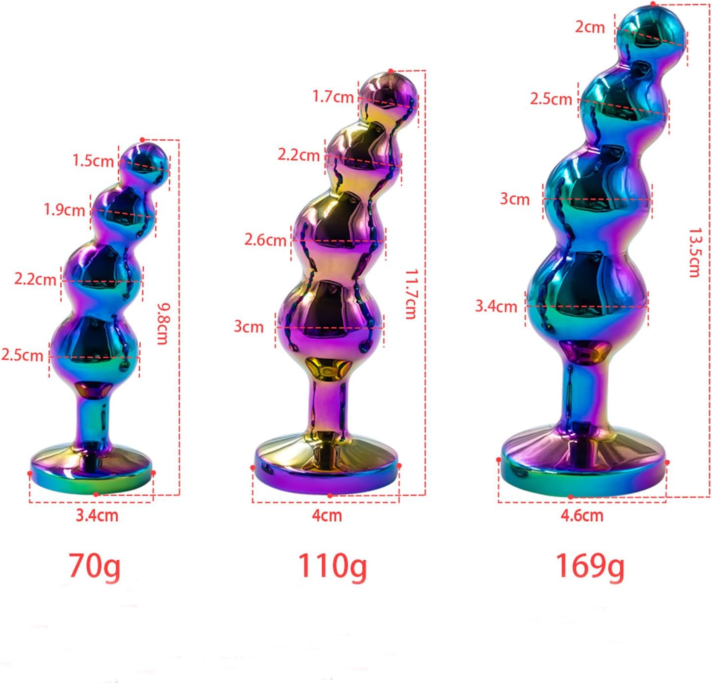 Metal Plug Set Adult Butt Chain Sex Toy Small Medium Large Beginner Advancer Crystal Jewellery Design for Men Prostate Massager Women Dildo (M) – Bild 3