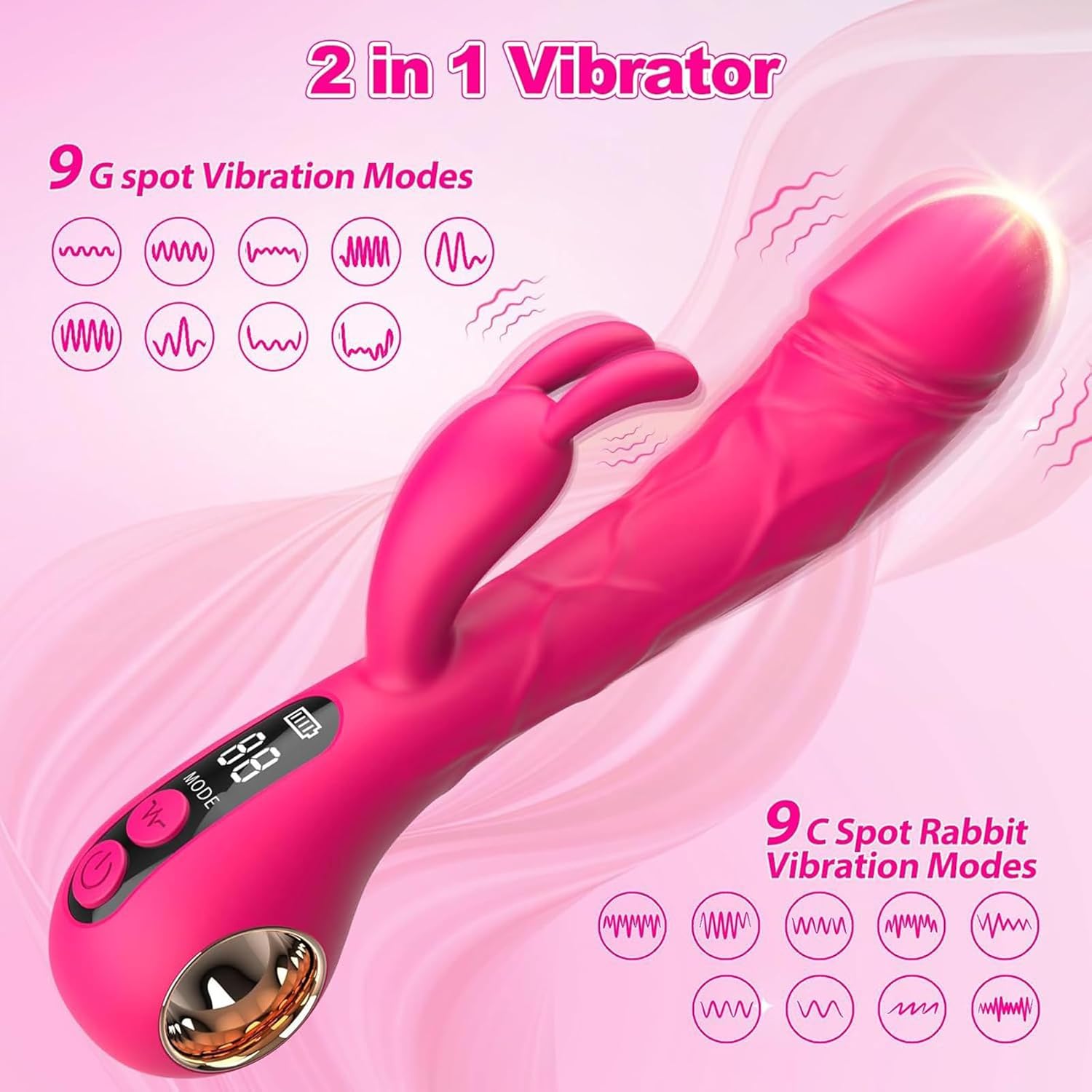 LYAMais Rabbit Vibrators Clitoral G-Spot Dildo Vibrator 2 in 1 Dildo Vibrator with 9 Frequency Vibration and 9 Frequency Clitoral Stimulation Modes, Quiet Sex Toy for Women and Couples – Bild 5
