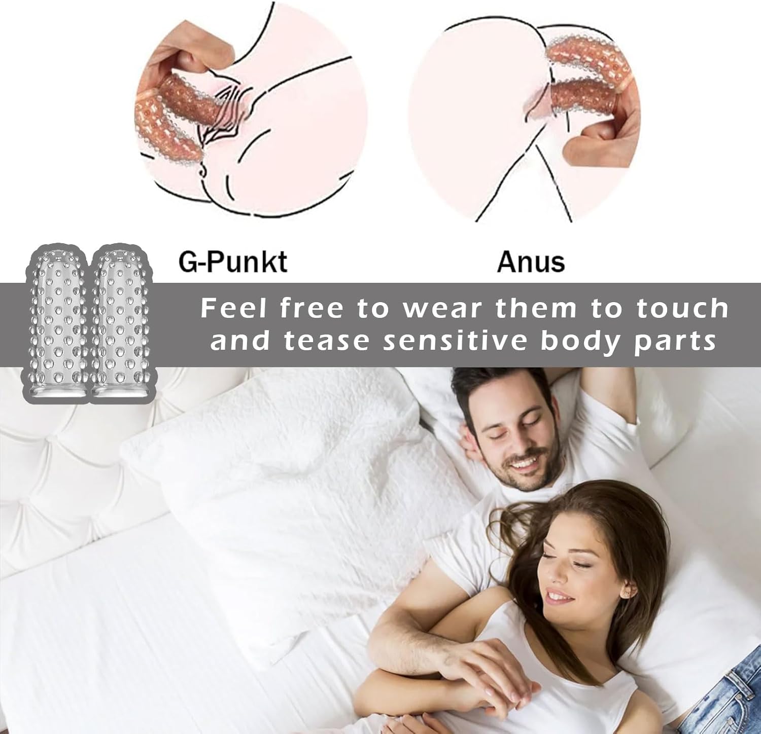 Set of 2 Finger Sleeves, Sex Finger Ticklers Sleeve Fingertip, Finger Sleeves Clear Finger Covers Vibrator Accessories, Finger Sleeves Silicone Masturbation, Single Finger Sleeves Set for Men – Bild 4