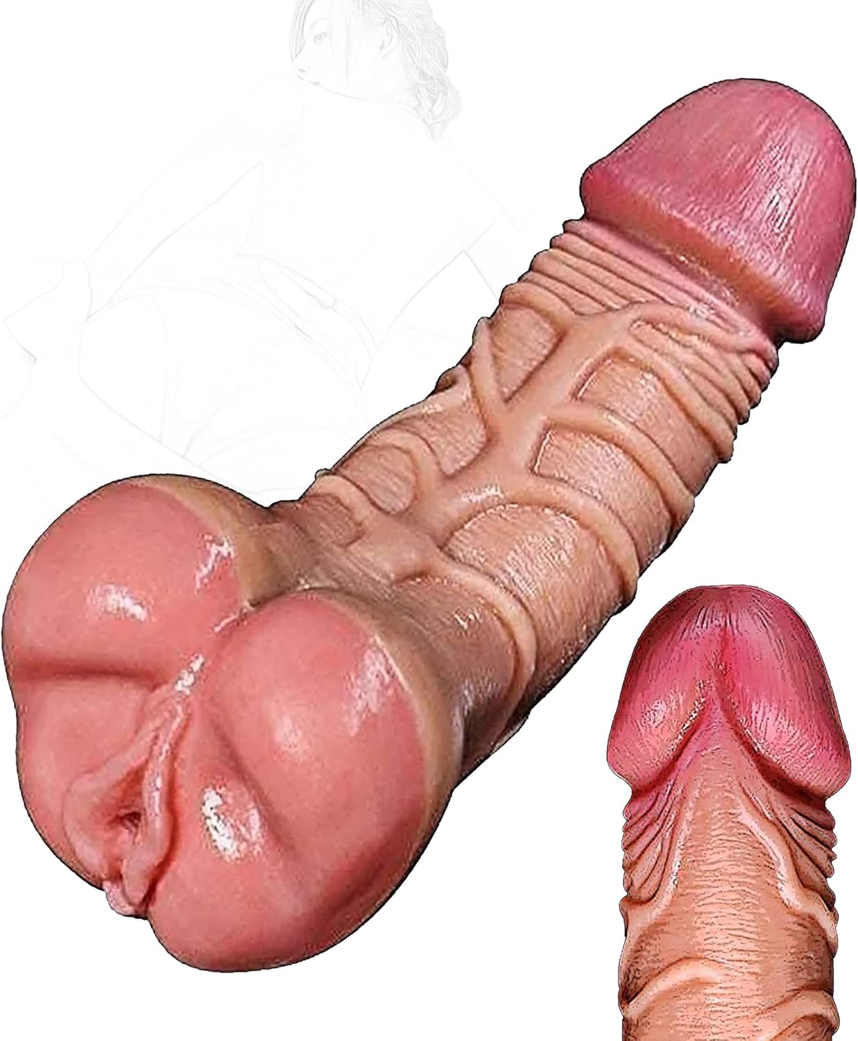 TRQOYTU 3-in-1 Realistic Dildo and Pussy Mastubrator Masturbation Device Pocket Pussy Dildo Extreme Extension Portable Masturbation Aid Sex Toy for Men Women – Bild 2