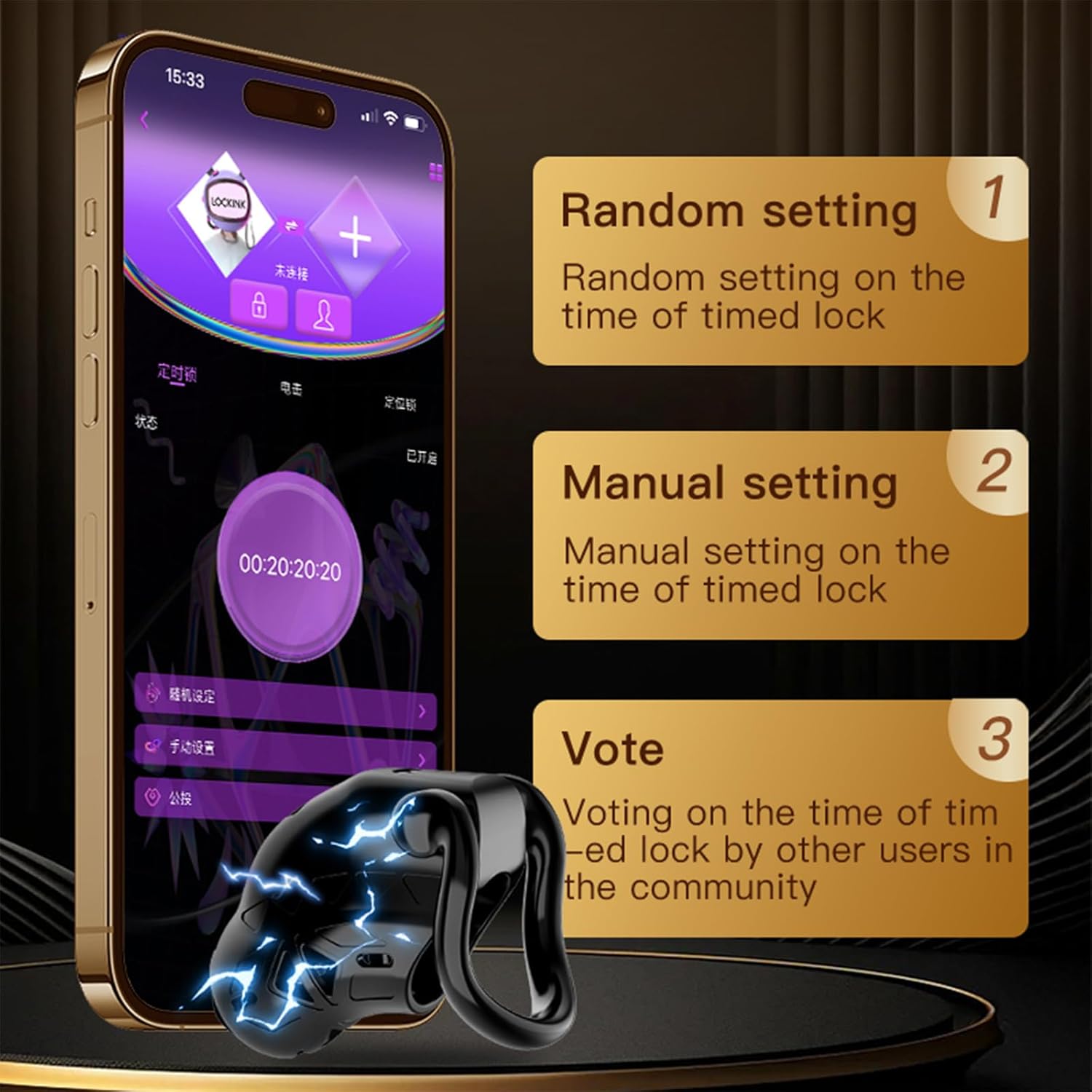 LZMYZ App Remote Control Electric Shock Chastity Cage Male Smart Function Cage Chastity Cage with Time & Positioning Extreme Bondage Stimulate SM Sex Toys for Men Couple – Bild 3