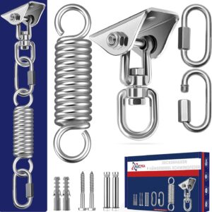 ALECPEA Ceiling Hook Hanging Chair Swing Spring up to 450 kg – 360° Rotating Ceiling Mount, Punch Bag Holder – Swing Hooks for Concrete Wood Sets Playground Porch Seat Trapeze Yoga Gym