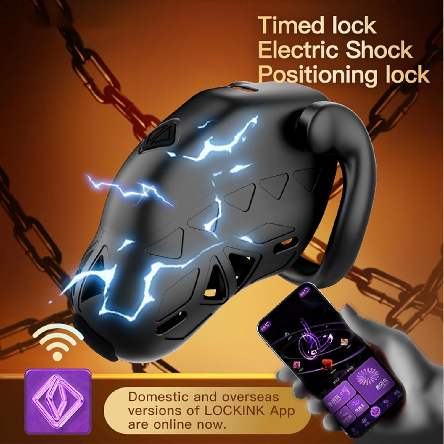 LZMYZ App Remote Control Electric Shock Chastity Cage Male Smart Function Cage Chastity Cage with Time & Positioning Extreme Bondage Stimulate SM Sex Toys for Men Couple – Bild 2