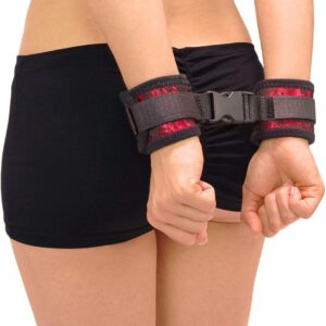 Soft Bondage Hand Cuffs Velcro with Click Closure (Red)