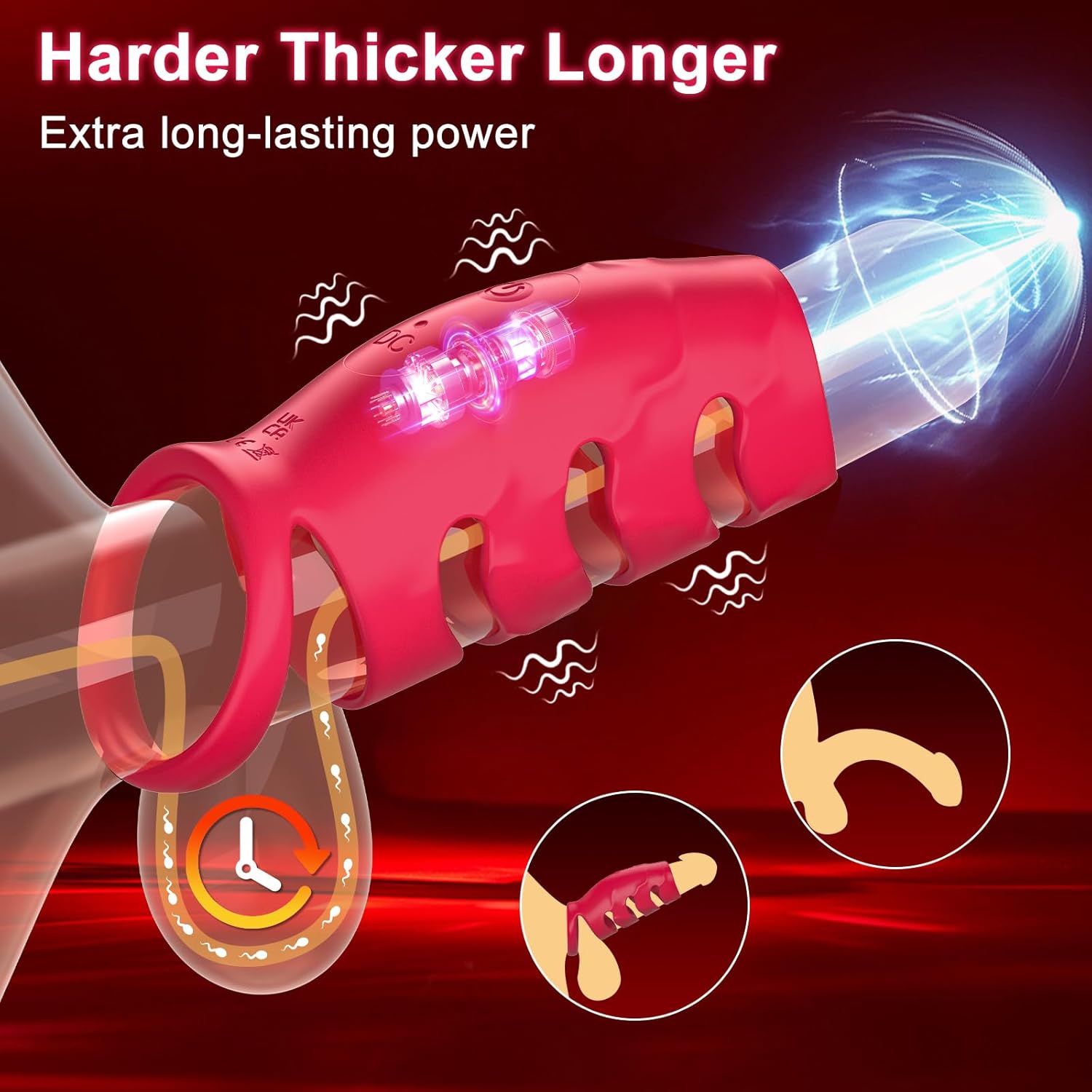 Ring Sex Toy for Couples Men, Ring Erotic Sex Toy for G-Spot, Sleeve Cock Ring Erotic Sex Toy for Clitoris, 10 Vibration Modes Dual Rings Sex Toys – Bild 3