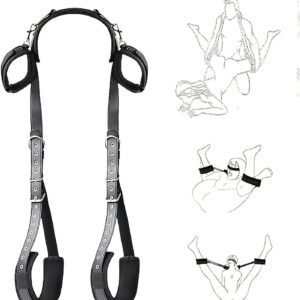 BDSM Sex Bondage Restraints Bondage Set with Handcuffs Ankle Restraints Adjustable Thigh Bandage Ropes and Soft Neck Support Sex Toys for Couples Sex Bondage Set Bondage Set