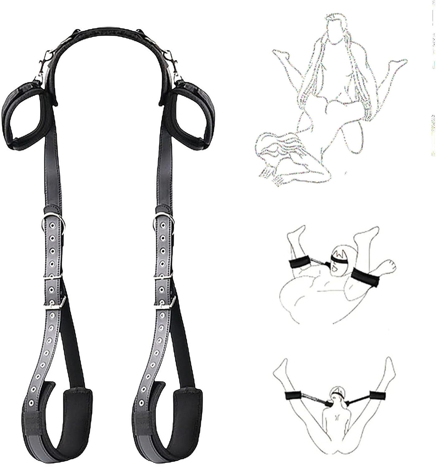 BDSM Sex Bondage Restraints Bondage Set with Handcuffs Ankle Restraints Adjustable Thigh Bandage Ropes and Soft Neck Support Sex Toys for Couples Sex Bondage Set Bondage Set