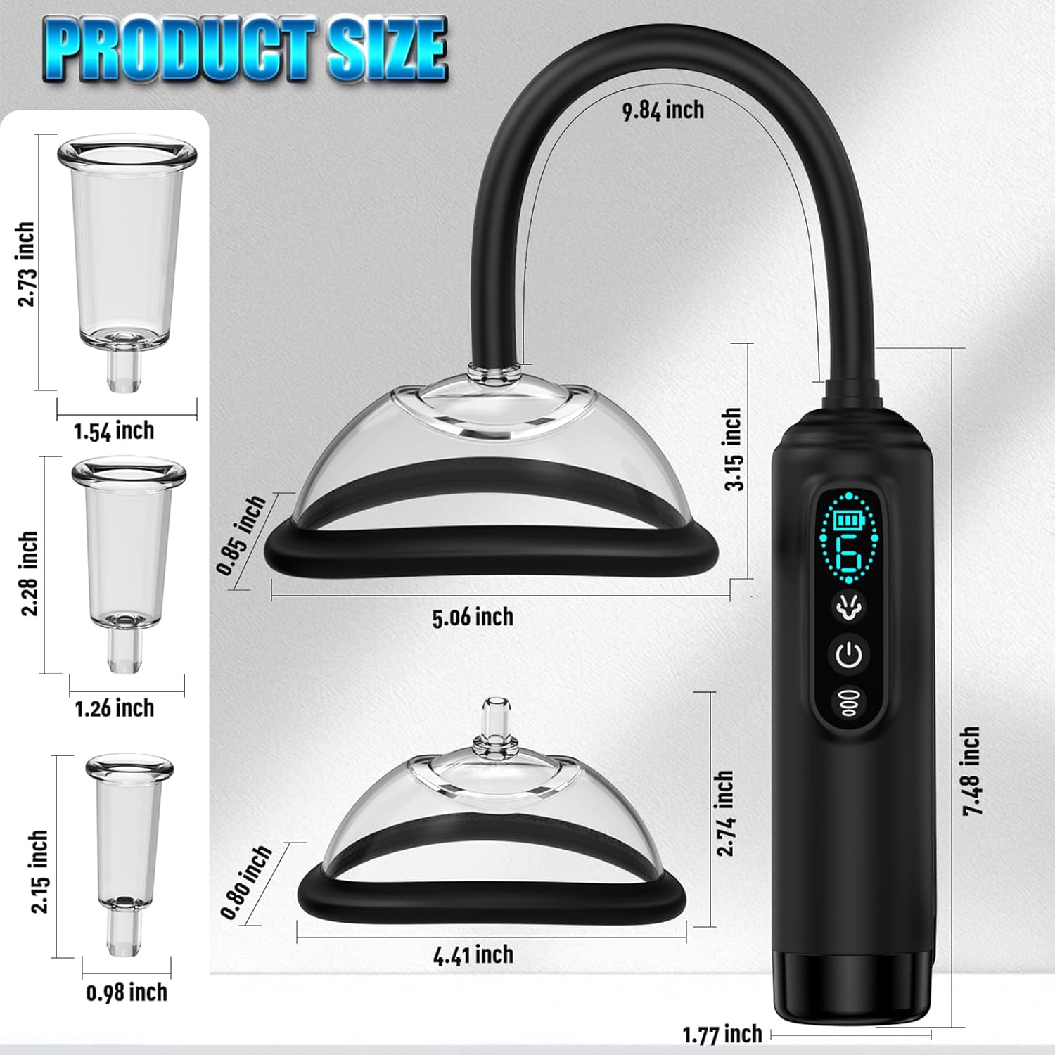 Electric Vacuum Pump for Women with 6 Suction Modes and LCD Display Pussy Pump with Nipple Suction and Clitoris Teat Sex Toy for Women Solo Vagina Stimulator as Sex Toy for Couples LZYLWC – Bild 7