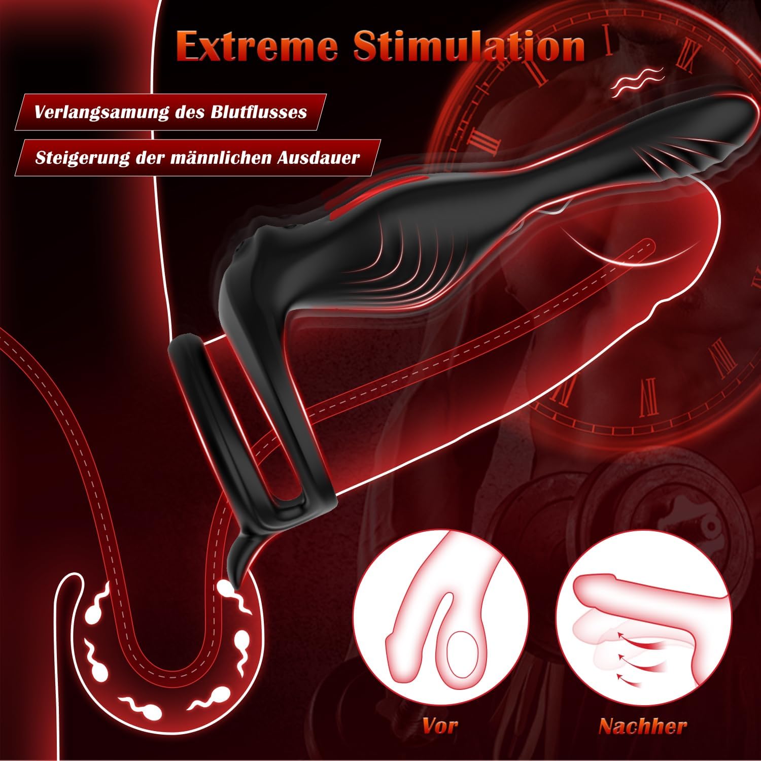 Ring Sex Toy for Men, 11 Vibration Modes, Ring, Erotic Sex Toy for Couples, Extreme Sex, Cock Ring, Erotic Sex Toy for Clitoris, Dual Rings Massager – Bild 2