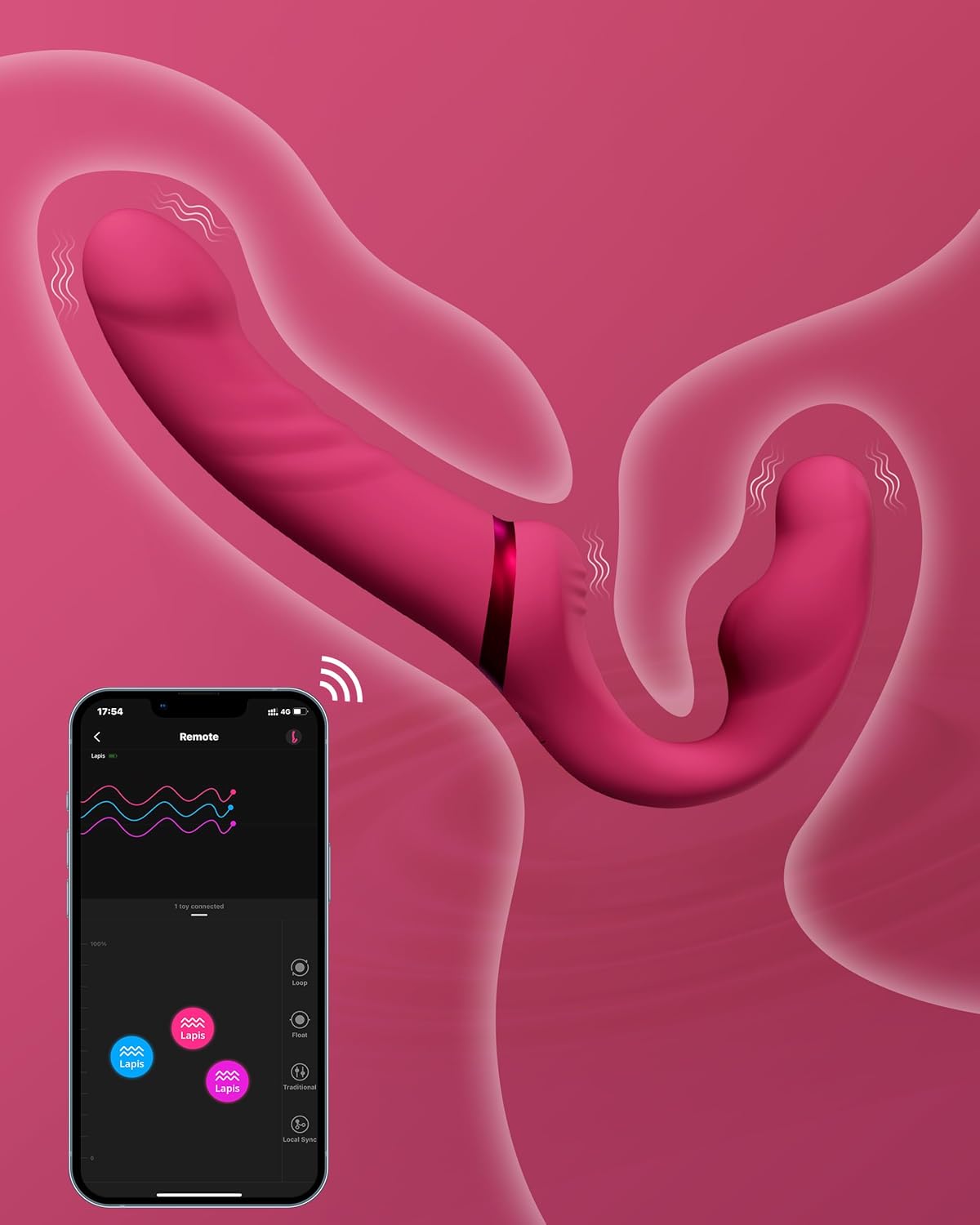 LOVENSE Lapis Dildo Vibrator, Double Dildo, Vibration for Women, Couples Vibrator with App Remote Control, Strap-On Dildo, Sex Toy for Women, Couples, Lesbians – Bild 5