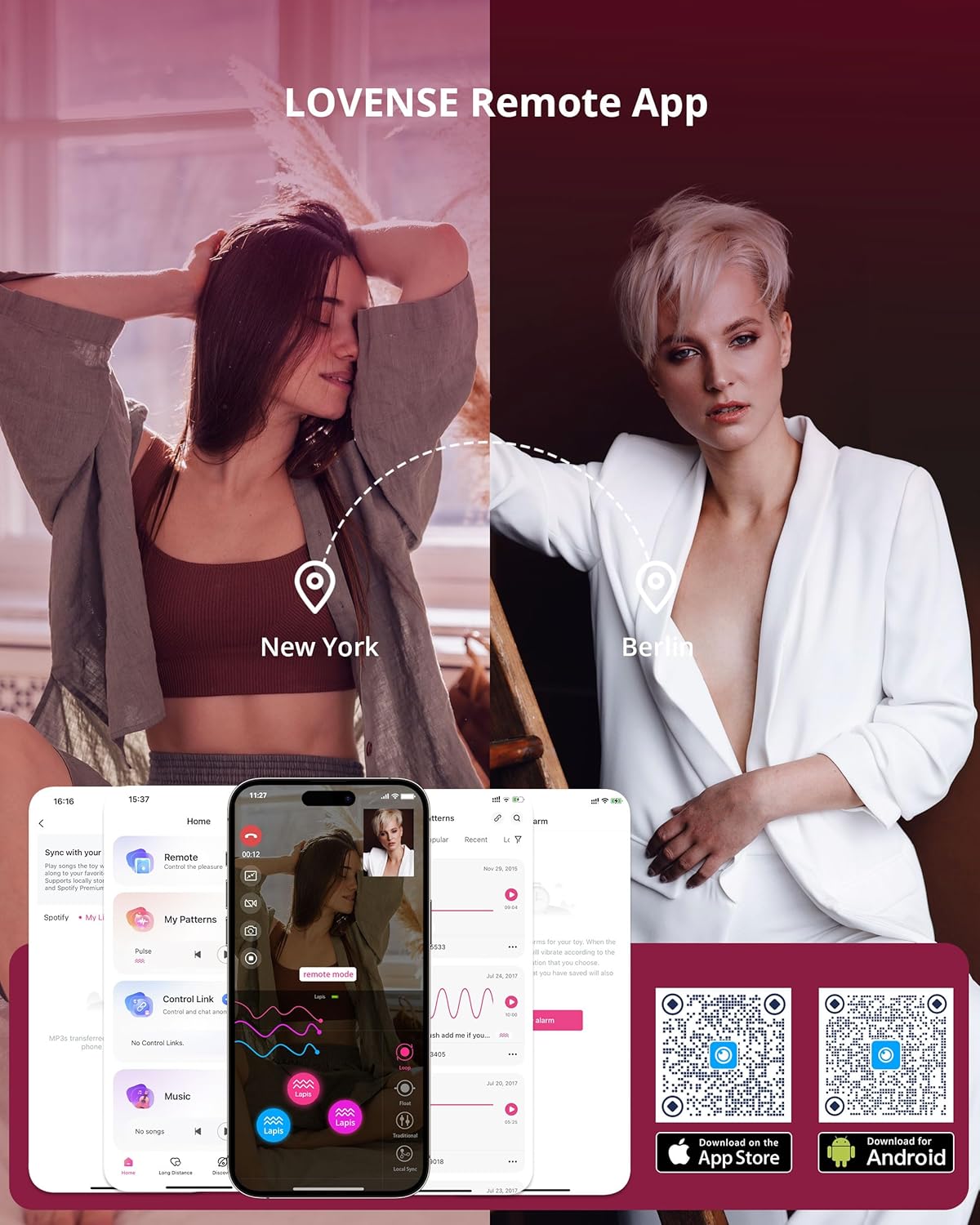 LOVENSE Lapis Dildo Vibrator, Double Dildo, Vibration for Women, Couples Vibrator with App Remote Control, Strap-On Dildo, Sex Toy for Women, Couples, Lesbians – Bild 2