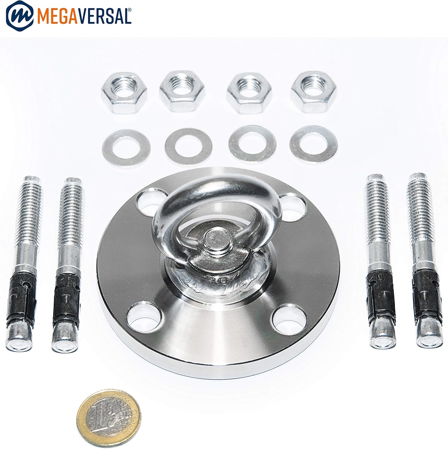 Premium stainless steel bracket up to 250 g for hanging chairs, hammock, punch bag, sling trainer, yoga towel, sun sail, nest swing, hammock, seating, swing. – Bild 2