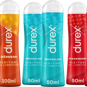 Durex Play Lubricant Versatile Mix Pack for Men and Women (Warming, Tingling & Strawberry) Set with Water-Based Lubricant for Sex & Condoms Suitable 300 ml