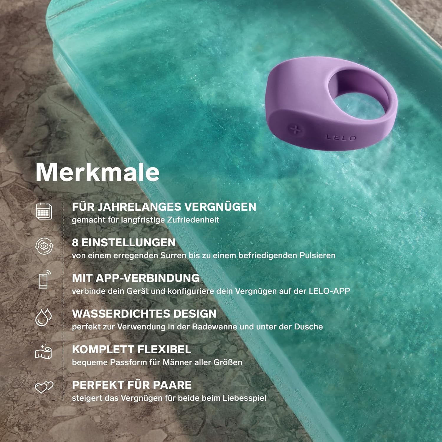 LELO TOR 3 Ring Vibrator Clitoral Stimulator with App Connection Cock Ring Vibrator Ring for Men Cock Ring Violet Dusk – Bild 4